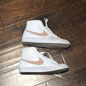 Nike White and Pink High-Top Athletic Shoes